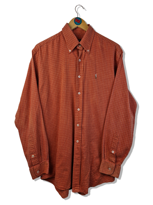 Vintage Ralph Lauren Flanellhemd Herbstlich Kariert Orange Rot (16) M-L