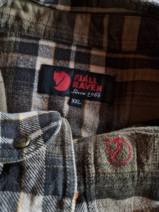 Vintage Fjällräven Flanellhemd Herbstlich Kariert Grün Beige XXL