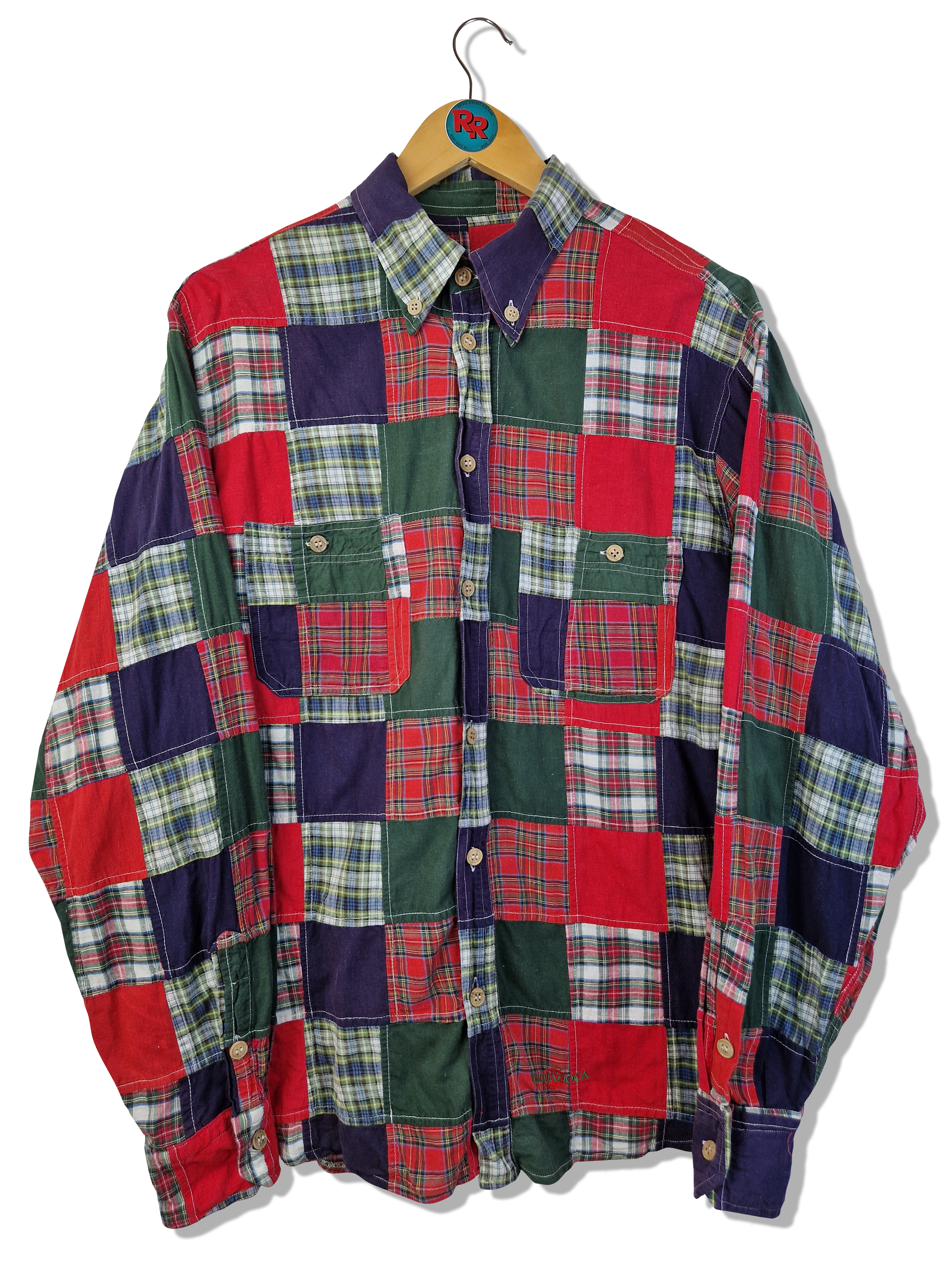 Vintage Linguadoca Patchworkhemd Unique Bunt L