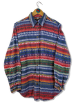 Vintage Flanellhemd Bunte Muster Blau Rot M-L