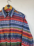 Vintage Flanellhemd Bunte Muster Blau Rot M-L