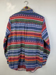 Vintage Flanellhemd Bunte Muster Blau Rot M-L