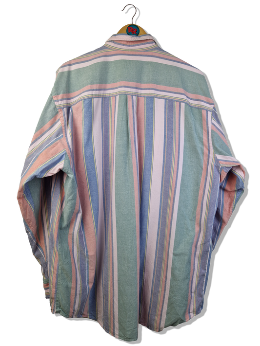 Vintage Abercombie & Fitch Flanellhemd Gestreift Pastell Made In Hong Kong Bunt L