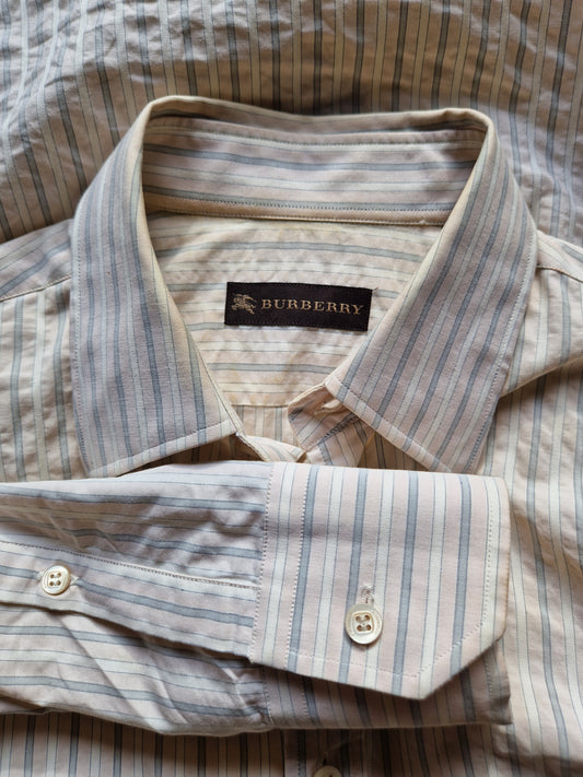 Burberry Businesshemd Gestreift Made In Italy Pastell Flieder M-L