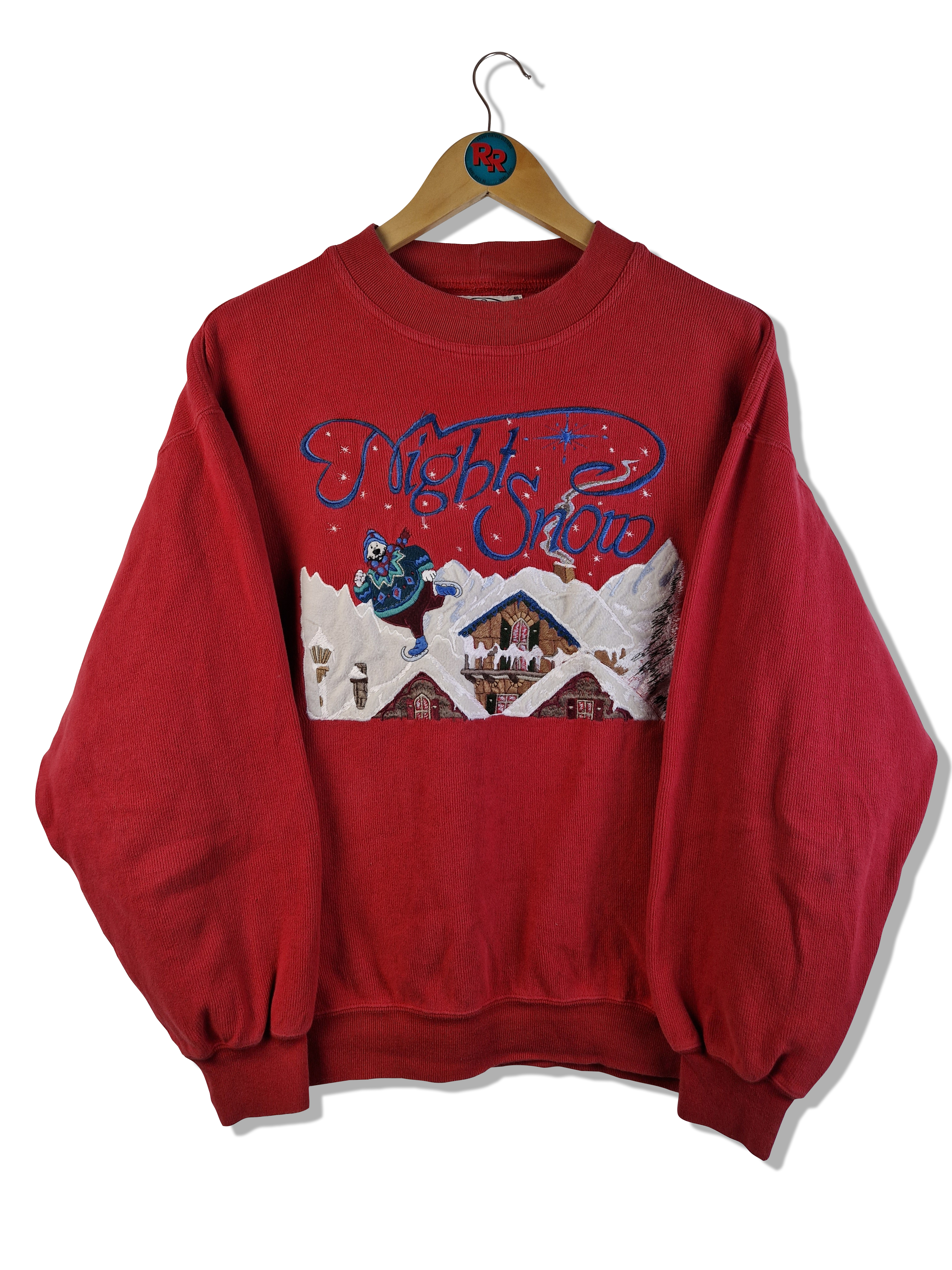 Vintage Iceberg Sweater "Night Snow" Bestickt Made In Italy Rot L