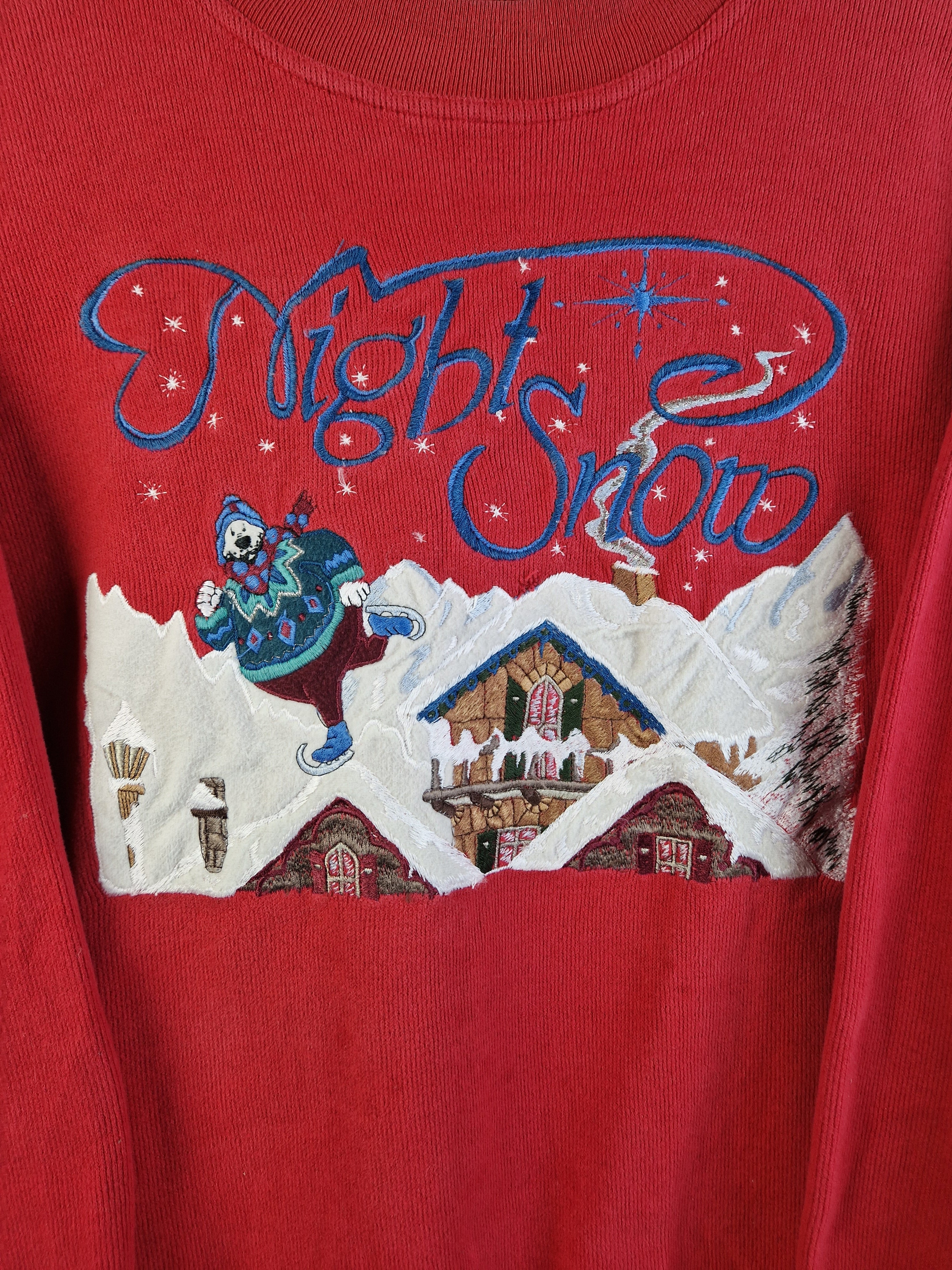 Vintage Iceberg Sweater "Night Snow" Bestickt Made In Italy Rot L