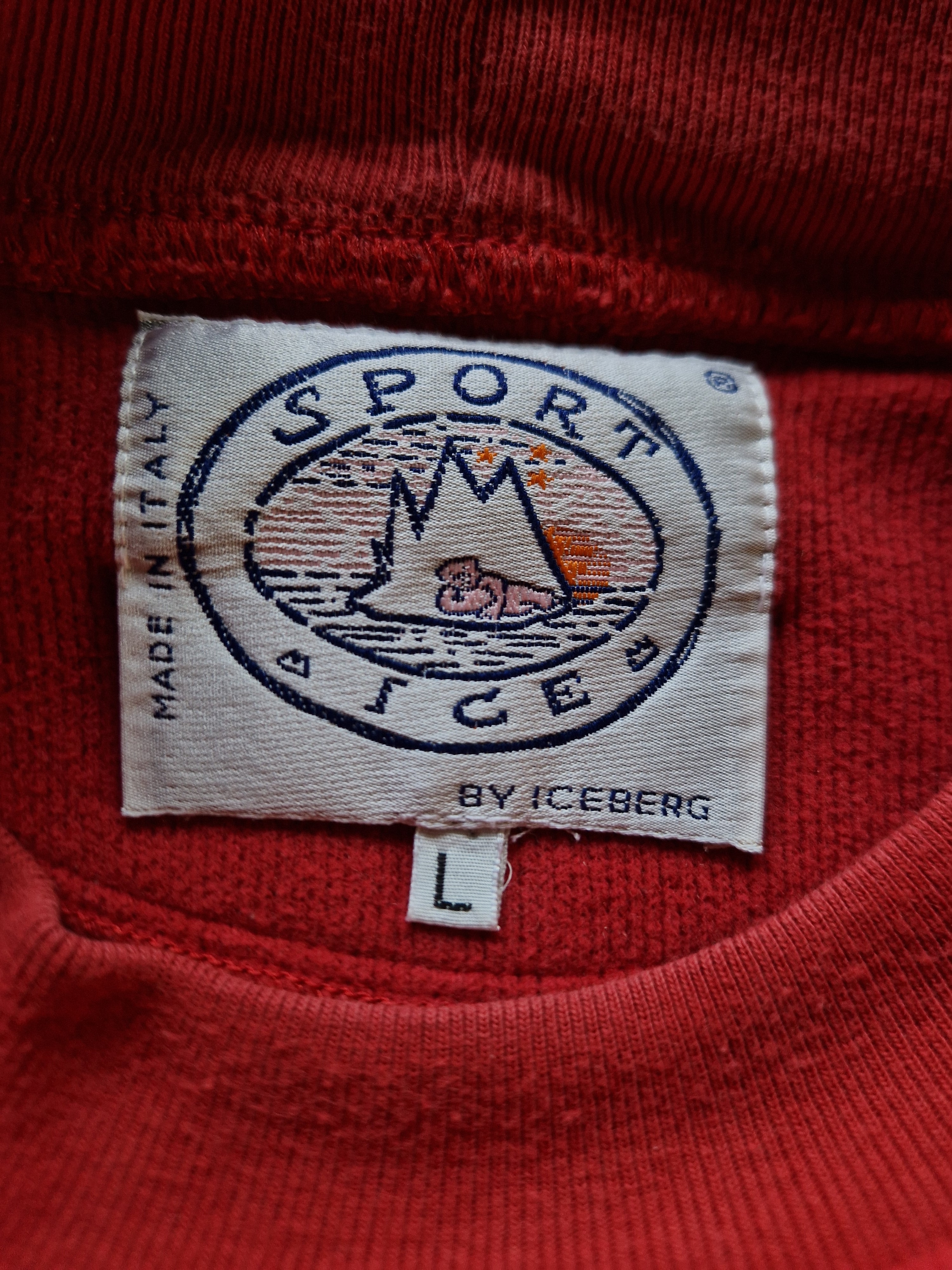 Vintage Iceberg Sweater "Night Snow" Bestickt Made In Italy Rot L