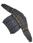 Double Classic Strickpullover Abstrakte Wellen Optik Erdtöne S-M