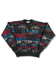 Vintage Lacoste Strickpullover Rare Abstract Pattern 70% Wolle  Made In France Schwarz Rot (4) M