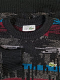 Vintage Lacoste Strickpullover Rare Abstract Pattern 70% Wolle  Made In France Schwarz Rot (4) M