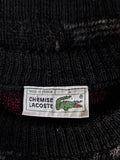 Vintage Lacoste Strickpullover Rare Abstract Pattern 70% Wolle  Made In France Schwarz Rot (4) M