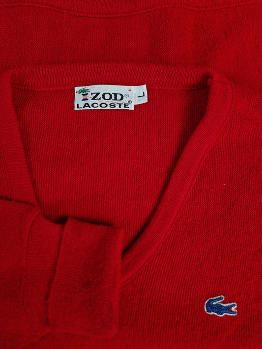 Vintage Izod Lacoste Strickpullover 80s Orlon Rot L