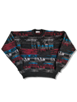 Vintage Lacoste Strickpullover Rare Abstract Pattern 70% Wolle Made In France Schwarz Rot (5) L