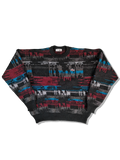 Vintage Lacoste Strickpullover Rare Abstract Pattern 70% Wolle Made In France Schwarz Rot (5) L