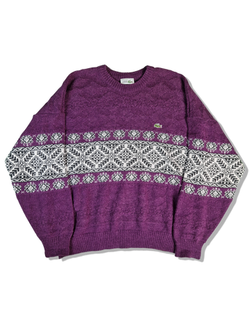 Vintage Lacoste Strickpullover Made In France 20% Alpaca Lila (5) L