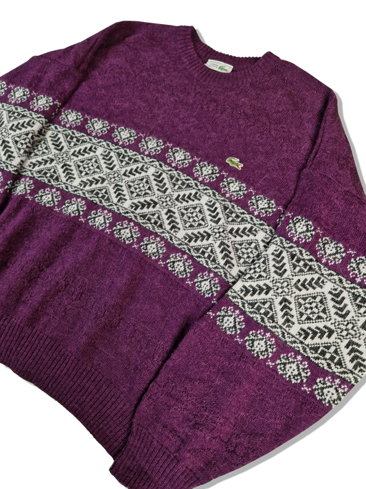 Vintage Lacoste Strickpullover Made In France 20% Alpaca Lila (5) L