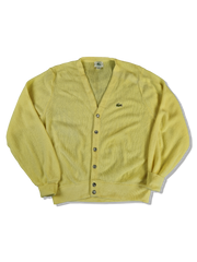Rare! Vintage Lacoste By Izod Cardigan 80s Made In USA Zitronen Gelb M