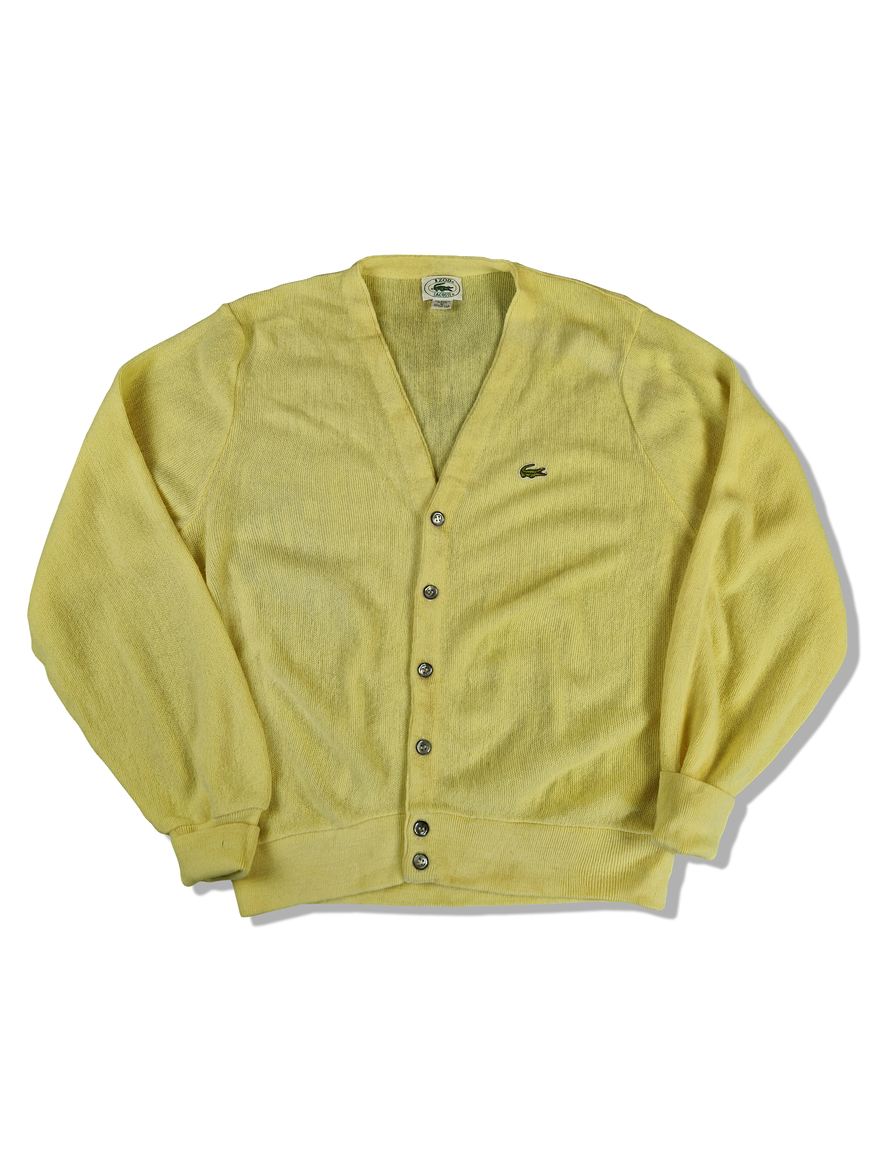 Rare! Vintage Lacoste By Izod Cardigan 80s Made In USA Zitronen Gelb M