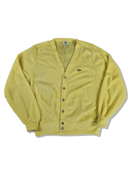 Rare! Vintage Lacoste By Izod Cardigan 80s Made In USA Zitronen Gelb M