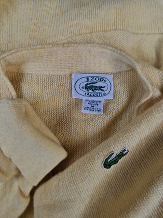 Rare! Vintage Lacoste By Izod Cardigan 80s Made In USA Zitronen Gelb M