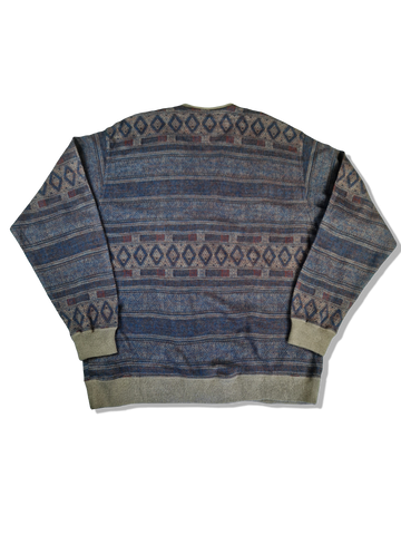 Vintage Yves Saint Laurent Cardigan Basic Pattern Blau Grau M RareRags