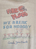 Vintage  Screen Stars Shirt "Fire plues- We break for nobody" Used Look Single Stitch Made In USA Weiß L