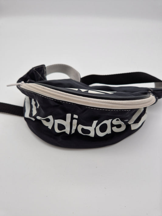 Vintage Adidas Bauchtasche 80s Schwarz Weiß