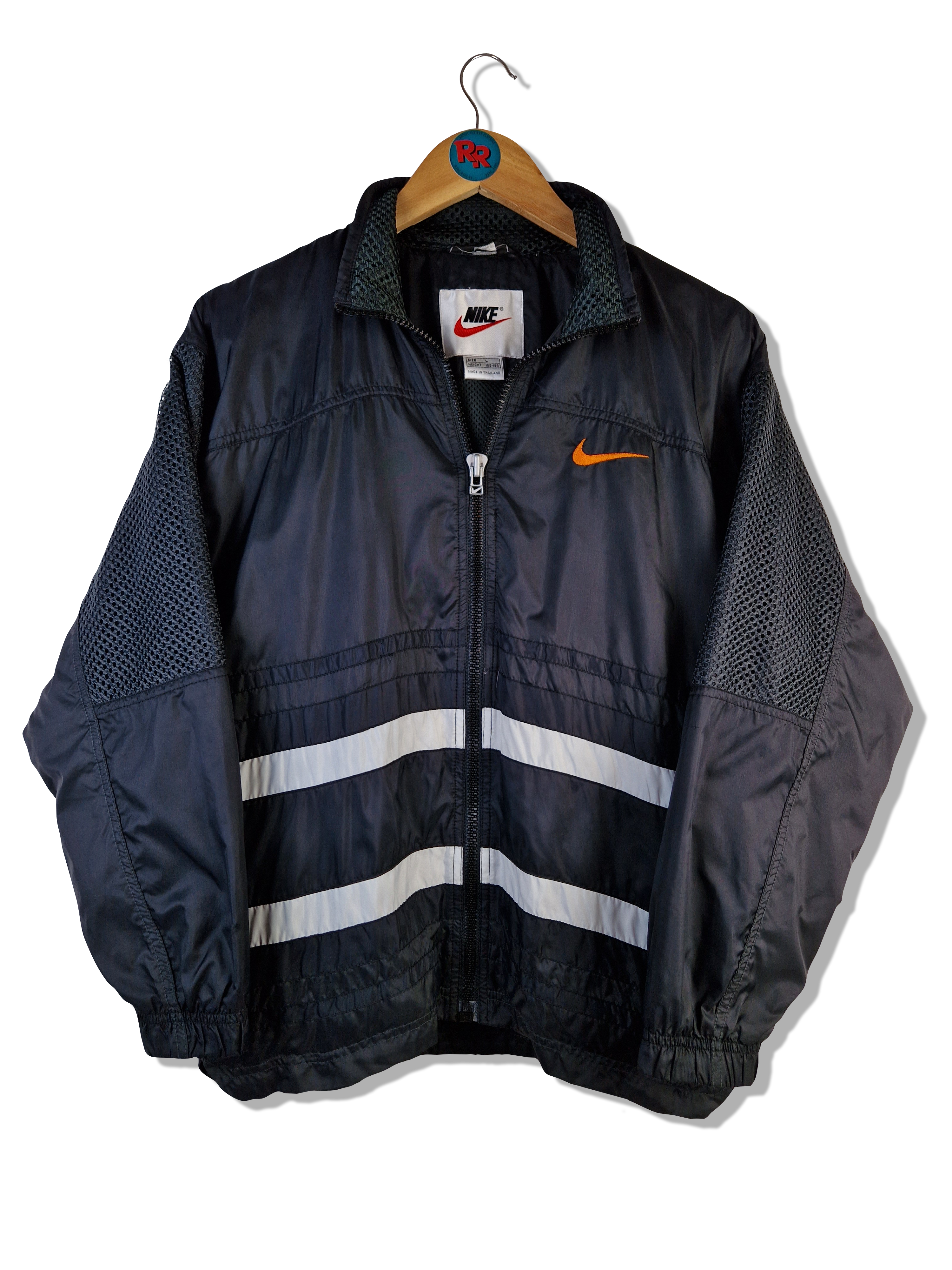 Vintage Nike Sportjacke Big Swoosh Embroidery Back Hit Schwarz L