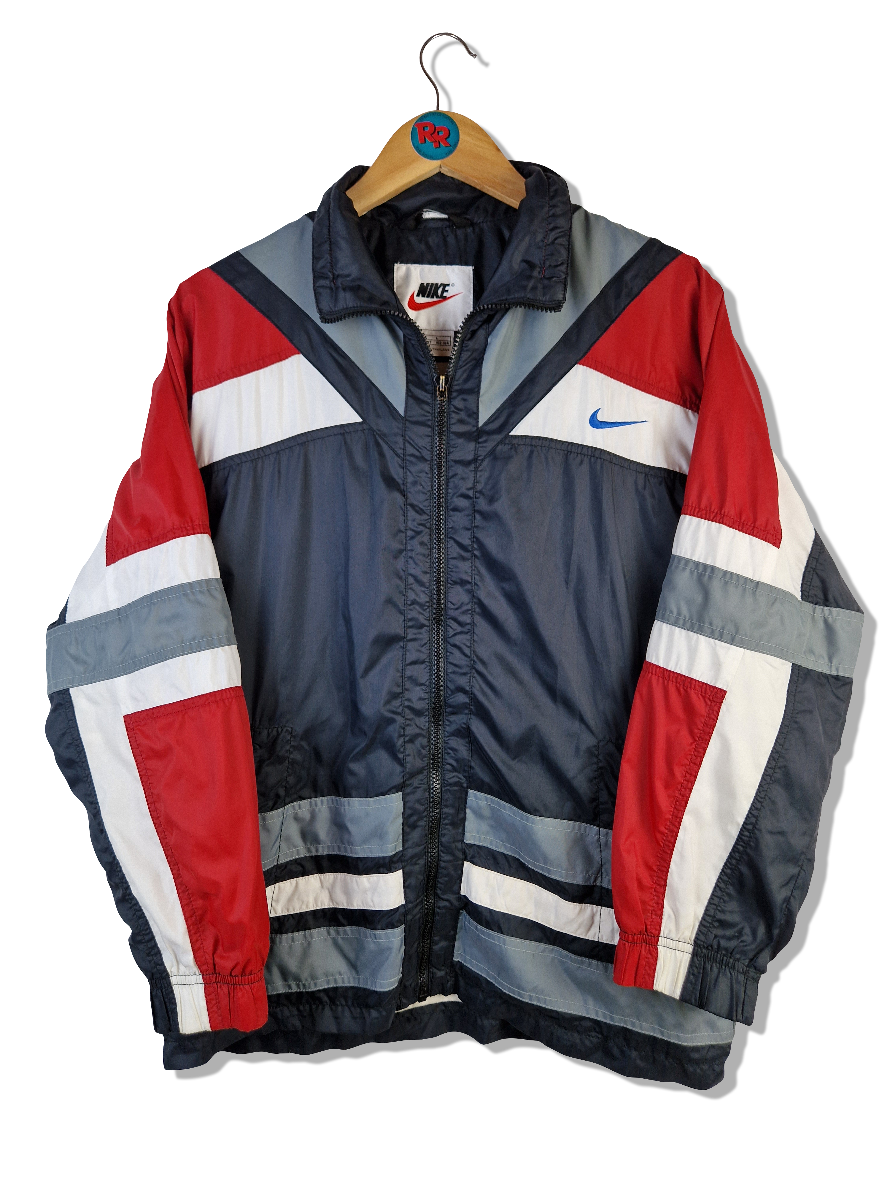 Vintage Nike Sportjacke Spellout Embroidery Back Hit Schwarz Rot L