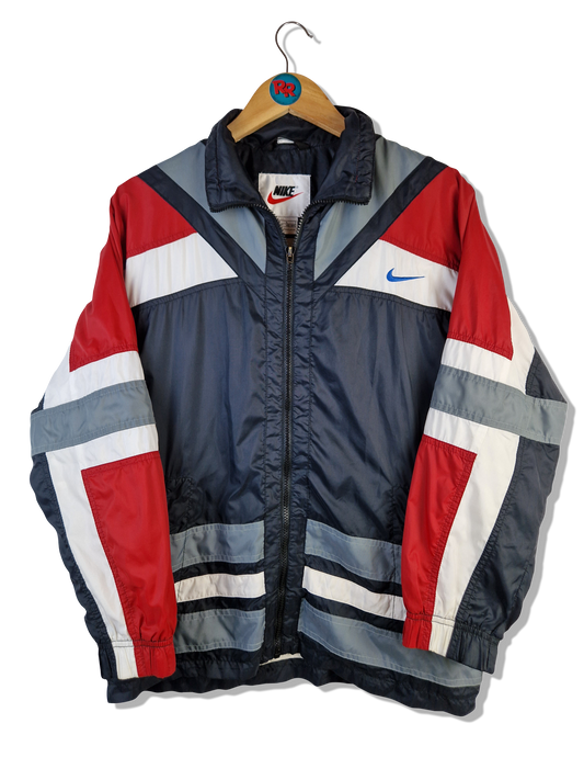 Vintage Nike Sportjacke Spellout Embroidery Back Hit Schwarz Rot L