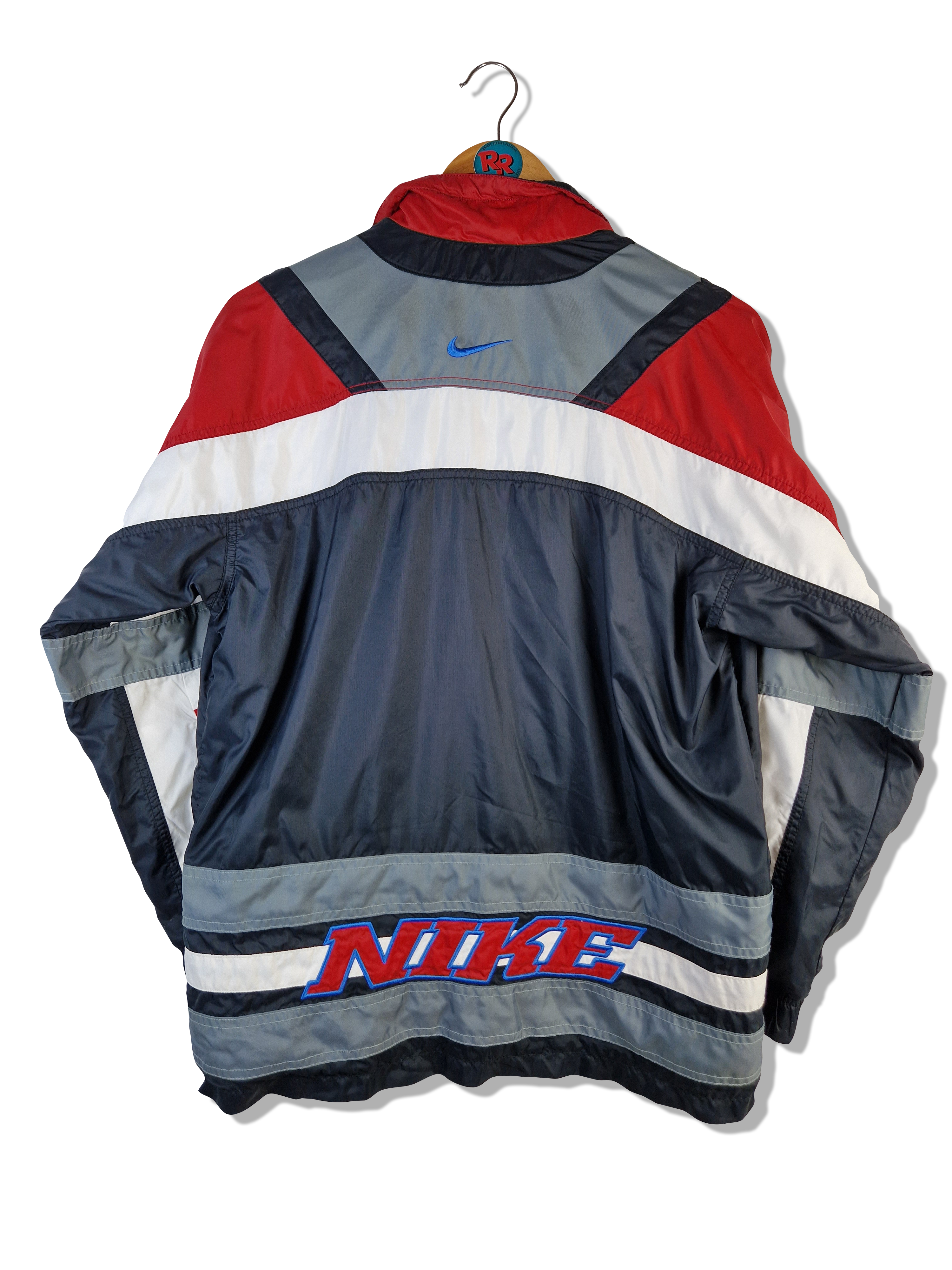 Vintage Nike Sportjacke Spellout Embroidery Back Hit Schwarz Rot L