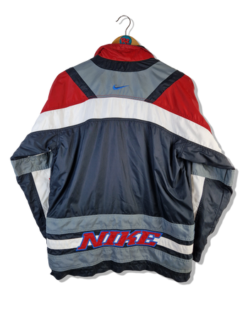 Vintage Nike Sportjacke Spellout Embroidery Back Hit Schwarz Rot L