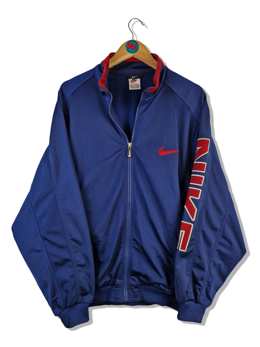 Vintage Nike Sportjacke Big Embroidery Spellout Blau Rot L
