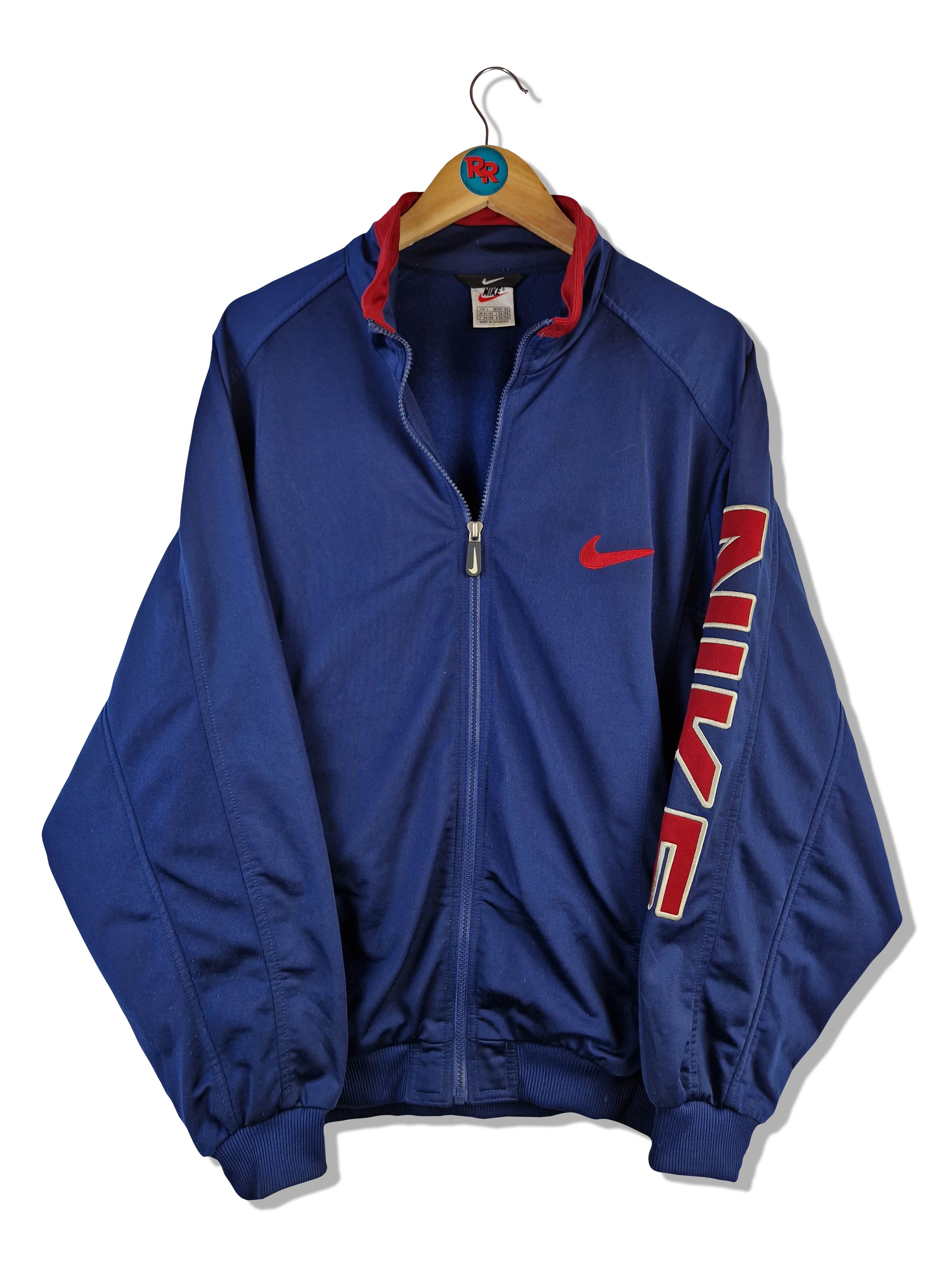 Vintage Nike Sportjacke Big Embroidery Spellout Blau Rot L