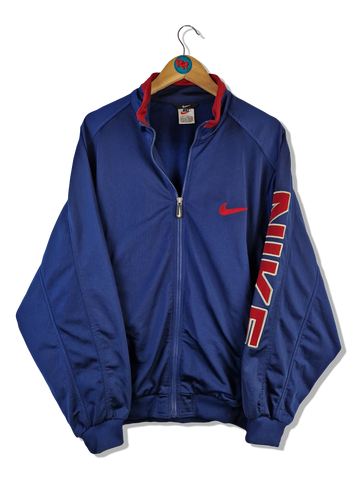 Vintage Nike Sportjacke Big Embroidery Spellout Blau Rot L