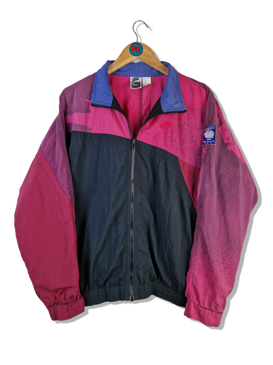 Rare! Vintage Nike Sportjacke Andre Agassi Challenge Court Umgenäht Schwarz Rosa (Boys XL) S-M