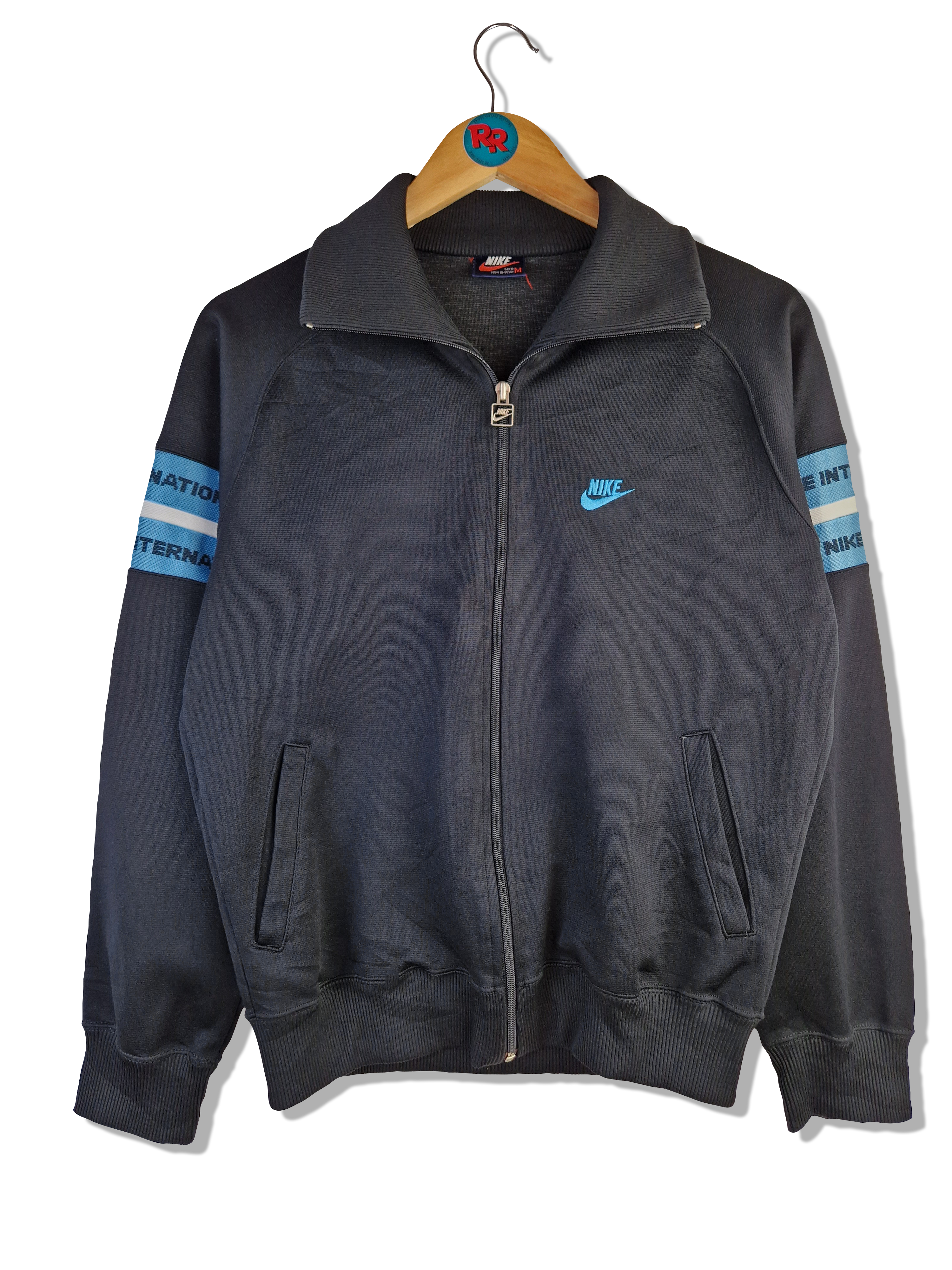 Rare! Vintage Nike Sportjacke 80s Blue Tag Made In Japan Schwarz Blau S-M