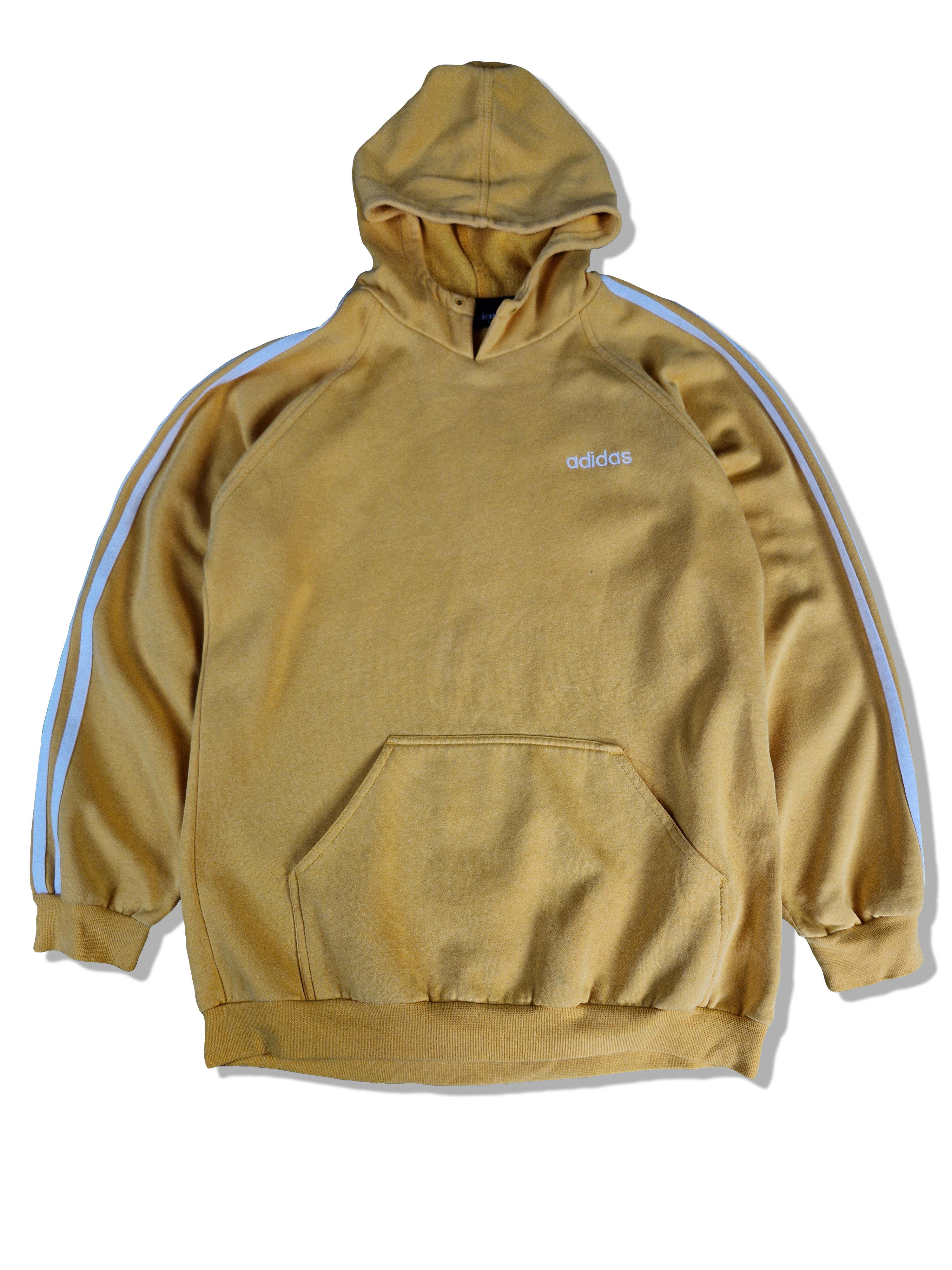 Vintage Adidas Hoodie Basic Black Tag Gelb Weiß M-L