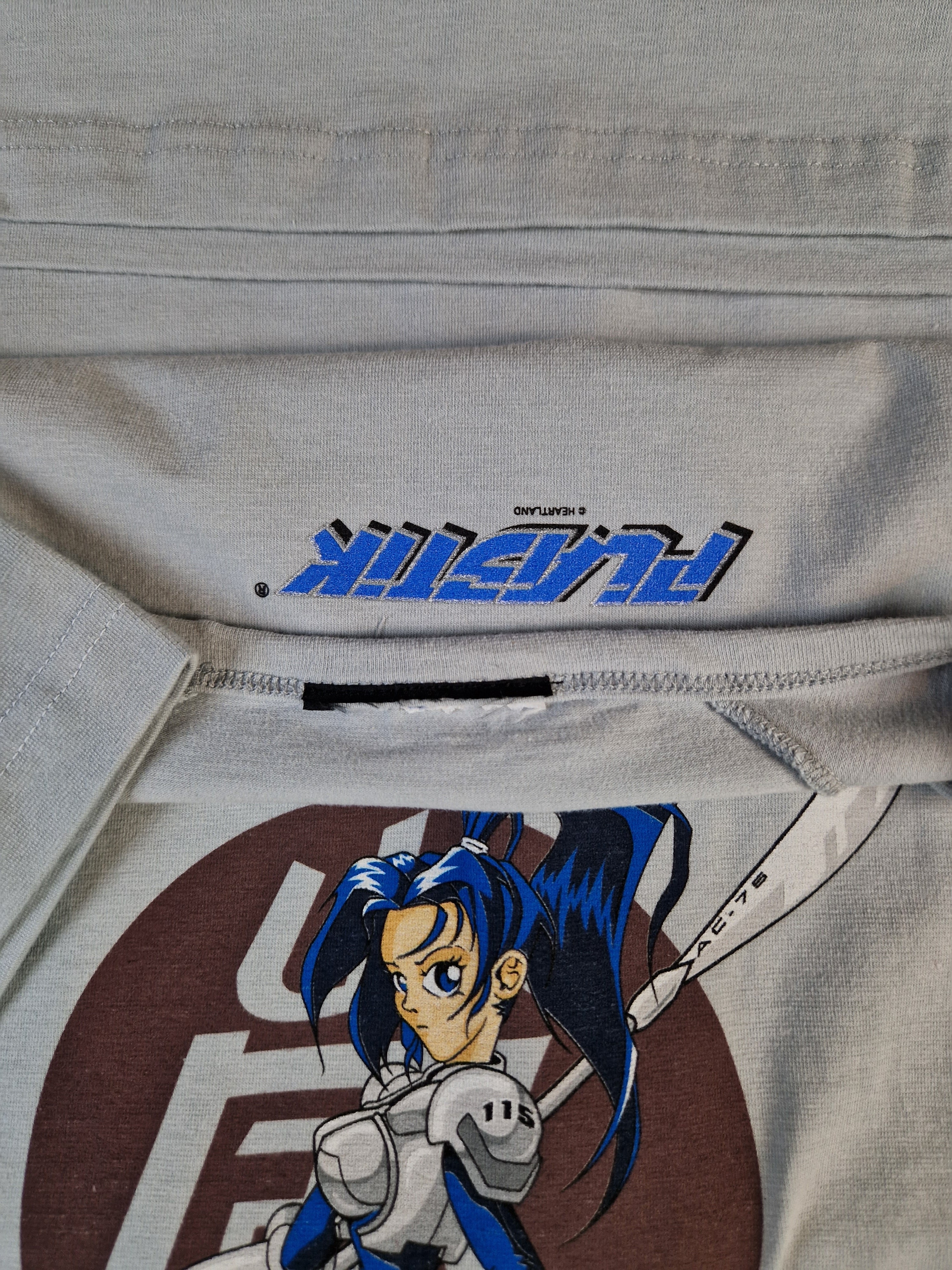 Rare! Vintage Plastik Shirt Hook-Ups Anime Heartland Grau M-L - RareRags
