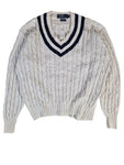Ralph Lauren Strickpullover Hand Knit V-Ausschnitt Weiß XL