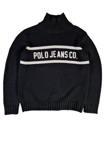 Ralph Lauren Rollkragen "Polo Jeans Co." Spellout Schwarz M