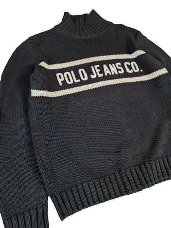 Ralph Lauren Rollkragen "Polo Jeans Co." Spellout Schwarz M