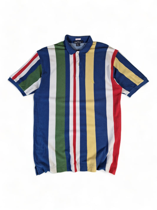 Vintage Nautica Polo-Shirt Made In Hong Kong Gestreift Bunt XL