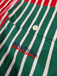 Vintage Nautica Sport Hemd Patchwork Opitk Gestreift Rot Grün L