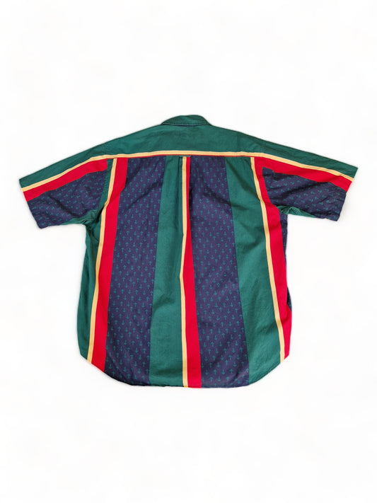 Vintage Nautica Hemd Kurzarm Sailing Anker Gestreift Bunt L