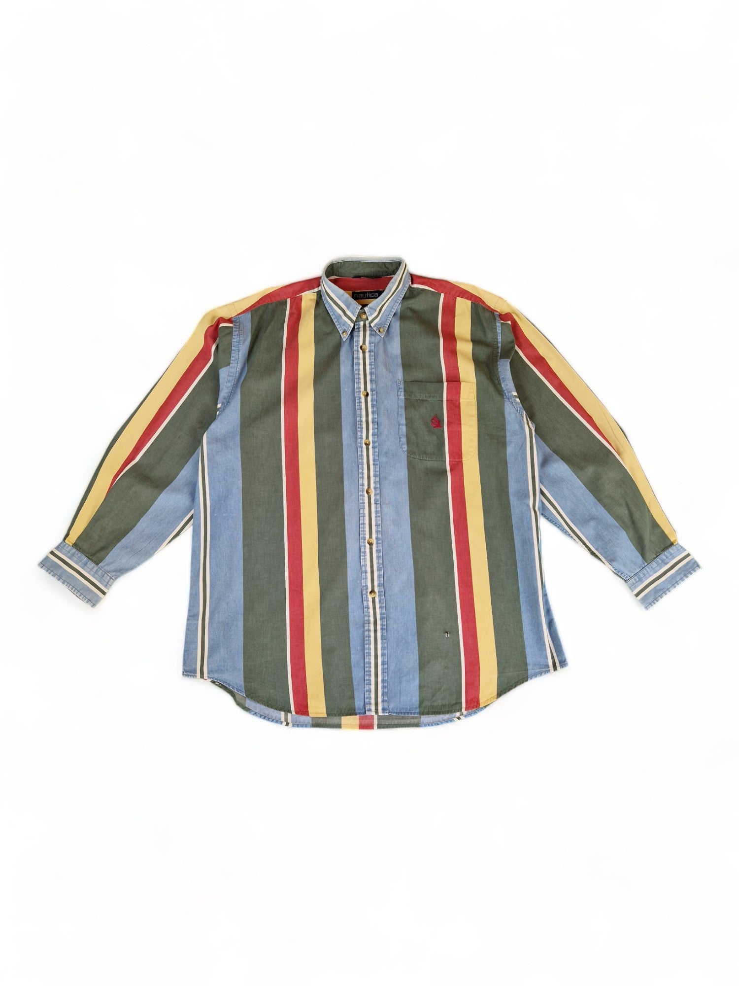 Vintage Nautica Hemd Gestreift Sailing Bunt L
