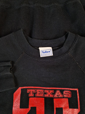 Vintage Tultex Sweater Texas Tech University Schwarz M-L