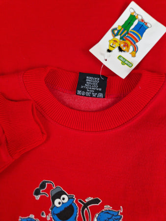 Vintage Henson Sweater Sesam Street Deadstock Rot (Kindergröße 122) XS-S
