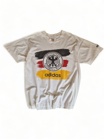 Vintage Adidas Shirt 90s DFB Fußball Print Weiß L