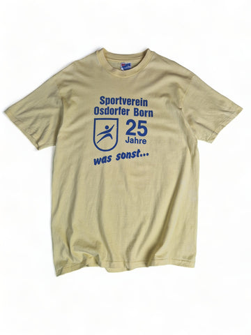 Vintage Hanes Shirt "Sportverein Osdorfer Born 25 Jahre" Single Stitch Made In USA Gelb L